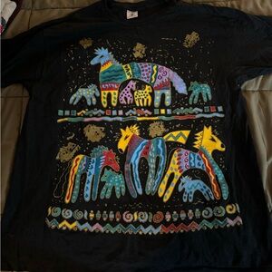 Vintage Single Stitch Delta Tag Primitive Horses Tshirt XL